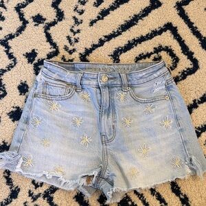 American Eagle Outfitters Light Blue embroidered Floral Jean Shorts